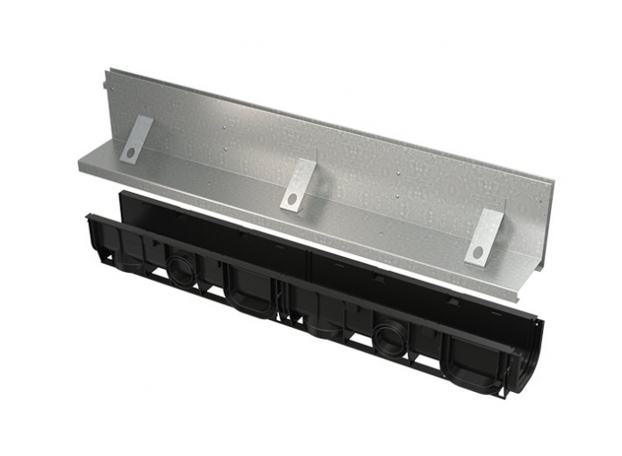 Kanal sa 160 mm asimetričnim nastavkom i upojnim prorezom, pocinčani/inox Kanal sa 160 mm asimetričnim nastavkom i upojnim prorezom, pocinčani/inox