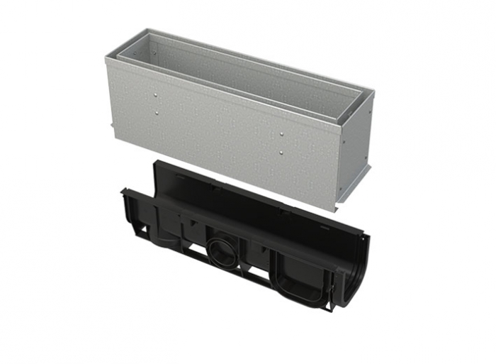 Kanal sa 160 mm asimetričnim pristupnim poklopcem s prorezom, pocinčani/inox Kanal sa 160 mm asimetričnim pristupnim poklopcem s prorezom, pocinčani/inox