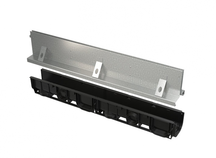 Kanal sa 160 mm simetričnim nastavkom i upojnim prirezom, pocinčani/inox Kanal sa 160 mm simetričnim nastavkom i upojnim prirezom, pocinčani/inox