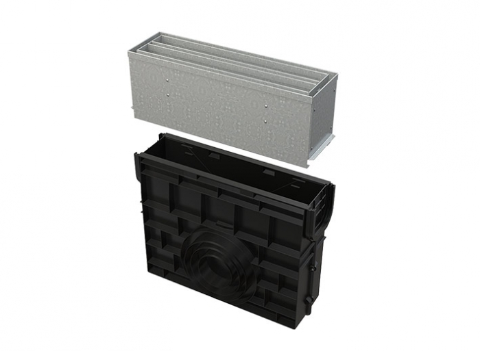 Sabirnik sa 160 mm simetričnim pristupnim poklopcem s prorezom, pocinčani/inox Sabirnik sa 160 mm simetričnim pristupnim poklopcem s prorezom, pocinčani/inox